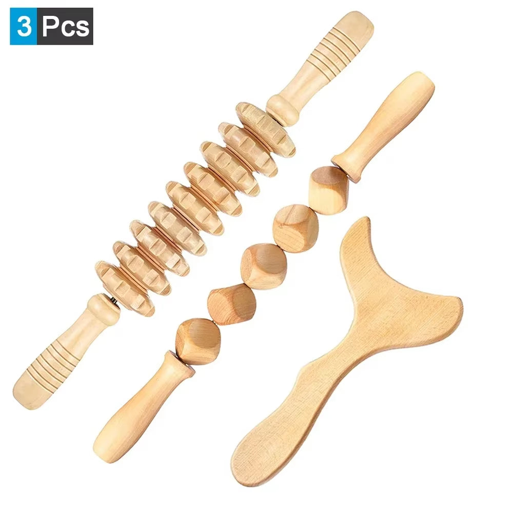 Wood Therapy Massage Tools Wooden Guasha Tool anti Cellulite Massage Roller Tool Handheld Cellulite Massage Wooden Cube Massager
