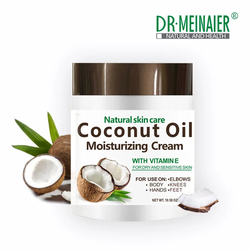Natural Organic Cold Pressed Coconut Oil - 300g (10.58 fl oz) Moisturizing Cream for Repairing Dry Skin and Hair, Ideal for Body Massage