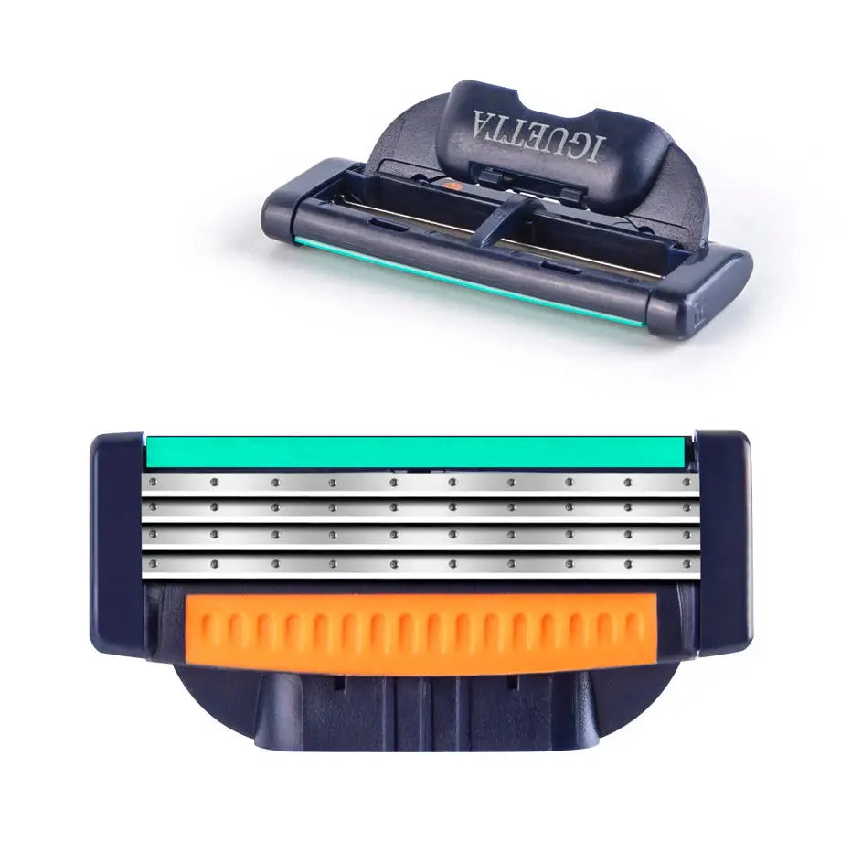 ( 1Handle + 9 Blades ) Men'S Razor Blade with Aloe Vera Strip Rubber Manual Safety Shavers Replacement Heads Mach 3