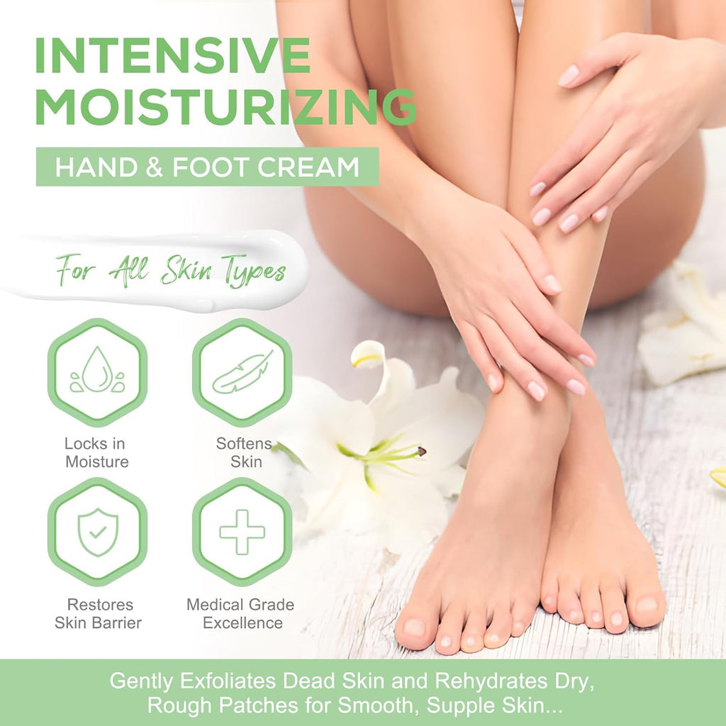 Urea-Fußcreme, Urea-Creme 40 Prozent Für Die Füße, Mit Hyaluronsäure, Teebaum Und Aloe Vera, Fersenbalsam Zur Hornhautentfernung Und Erweichung, Für Trockene, Rissige Füße, Fersen Und Hände (120 G)