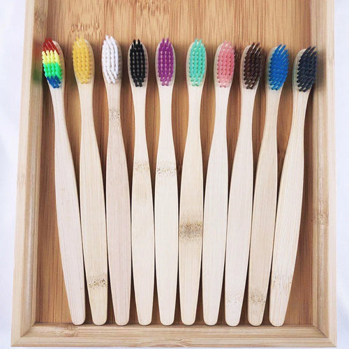 15/30 Reusable Portable Bamboo Toothbrushes in Eco-Friendly Paper Bags Biodegradable for Travel and Home Use