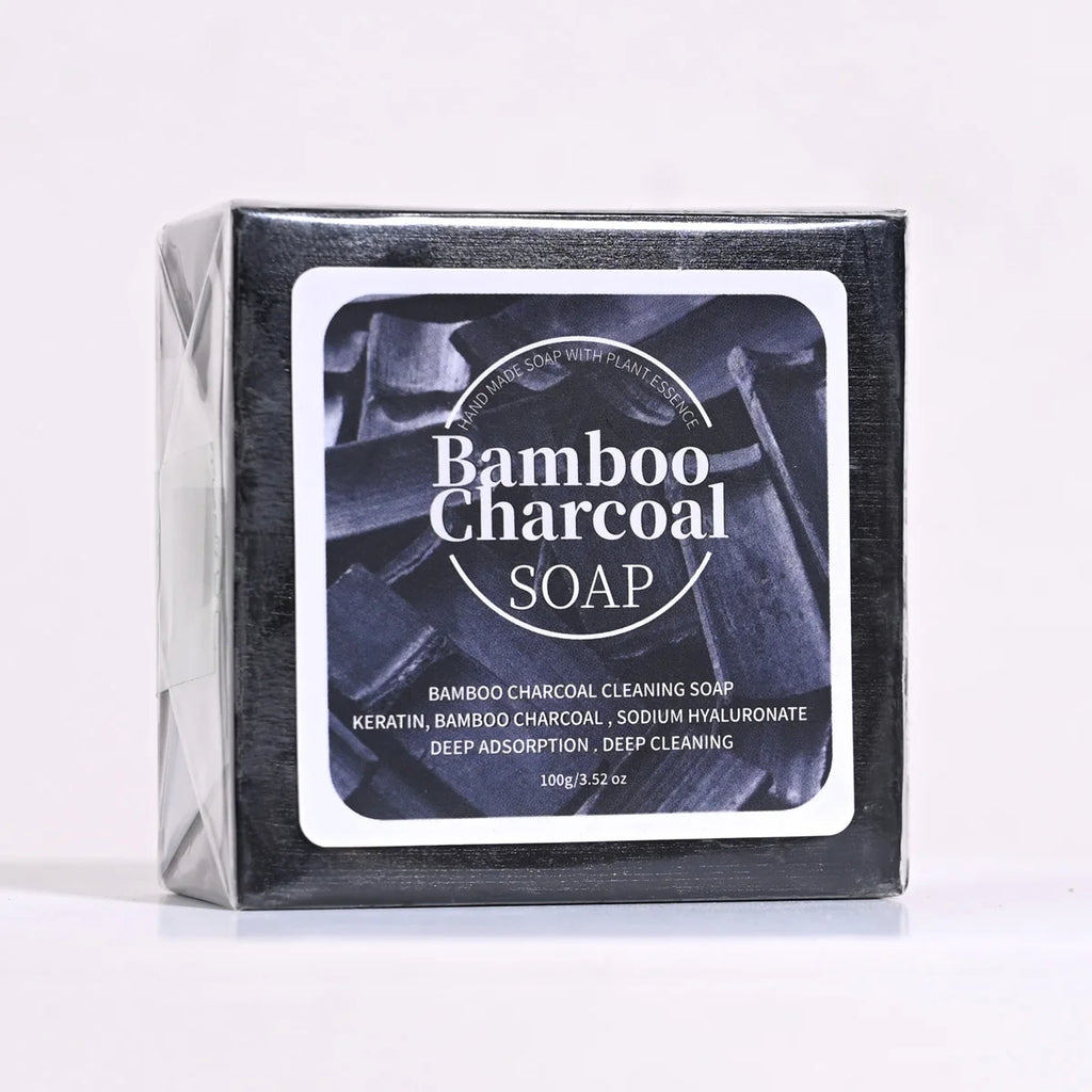 B+100G Bamboo Charcoal Powder Deep Cleaning Soap Plant Oil Soap Keratin Protein Men'S Bath and Face Wash Handmade Soap