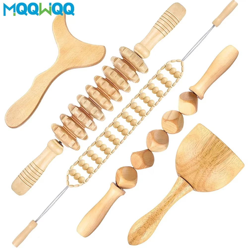 Wood Therapy Massage Tools Wooden Guasha Tool anti Cellulite Massage Roller Tool Handheld Cellulite Massage Wooden Cube Massager