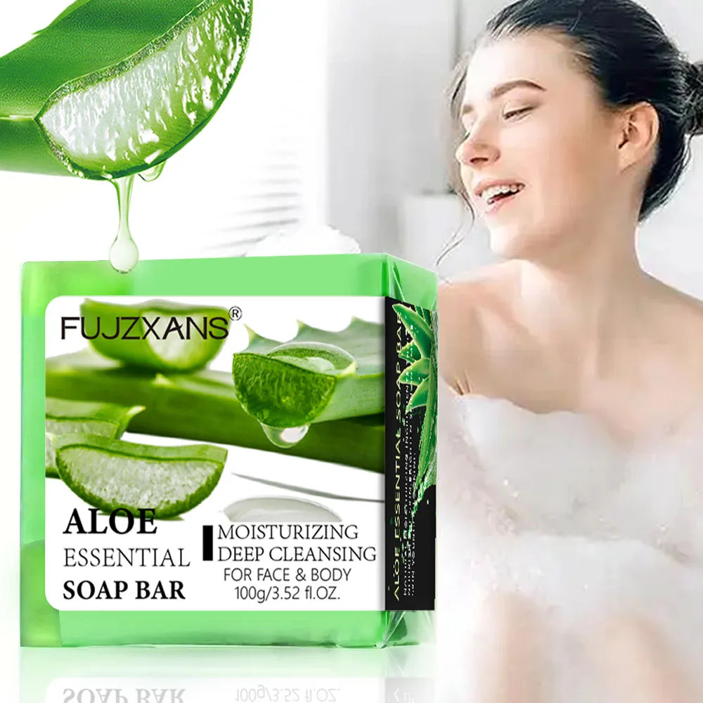 Aloe Vera Soap for Face 100G Facial and Body Moisturizing Cleansing Handmade Soap Bar with Essential Oil