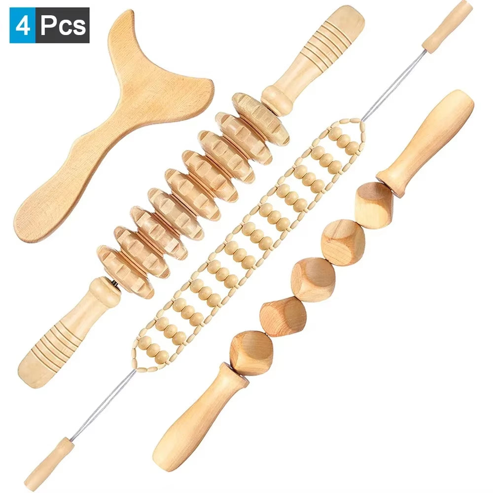Wood Therapy Massage Tools Wooden Guasha Tool anti Cellulite Massage Roller Tool Handheld Cellulite Massage Wooden Cube Massager