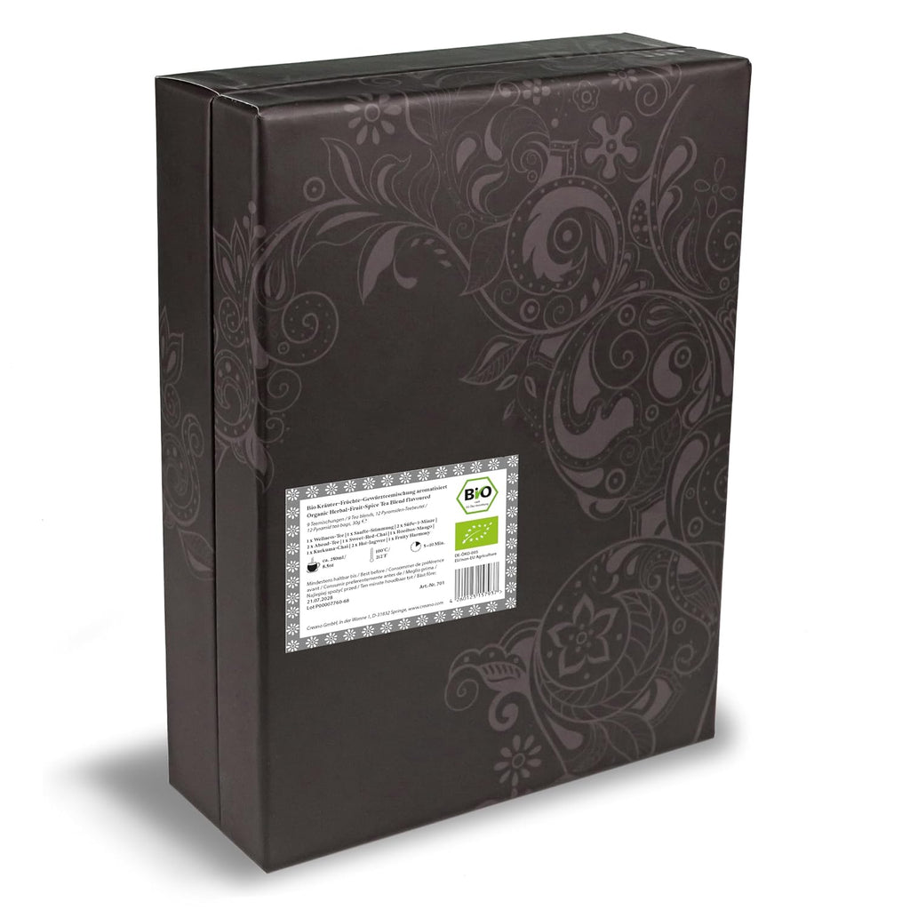 Creano Premium Bio Kräutertee Geschenkset „ORGANIC HERBAL TEA“ - 12 Pyramiden-Teebeutel in 9 Unterschiedlichen Sorten - 30G - NEUHEIT 2024*