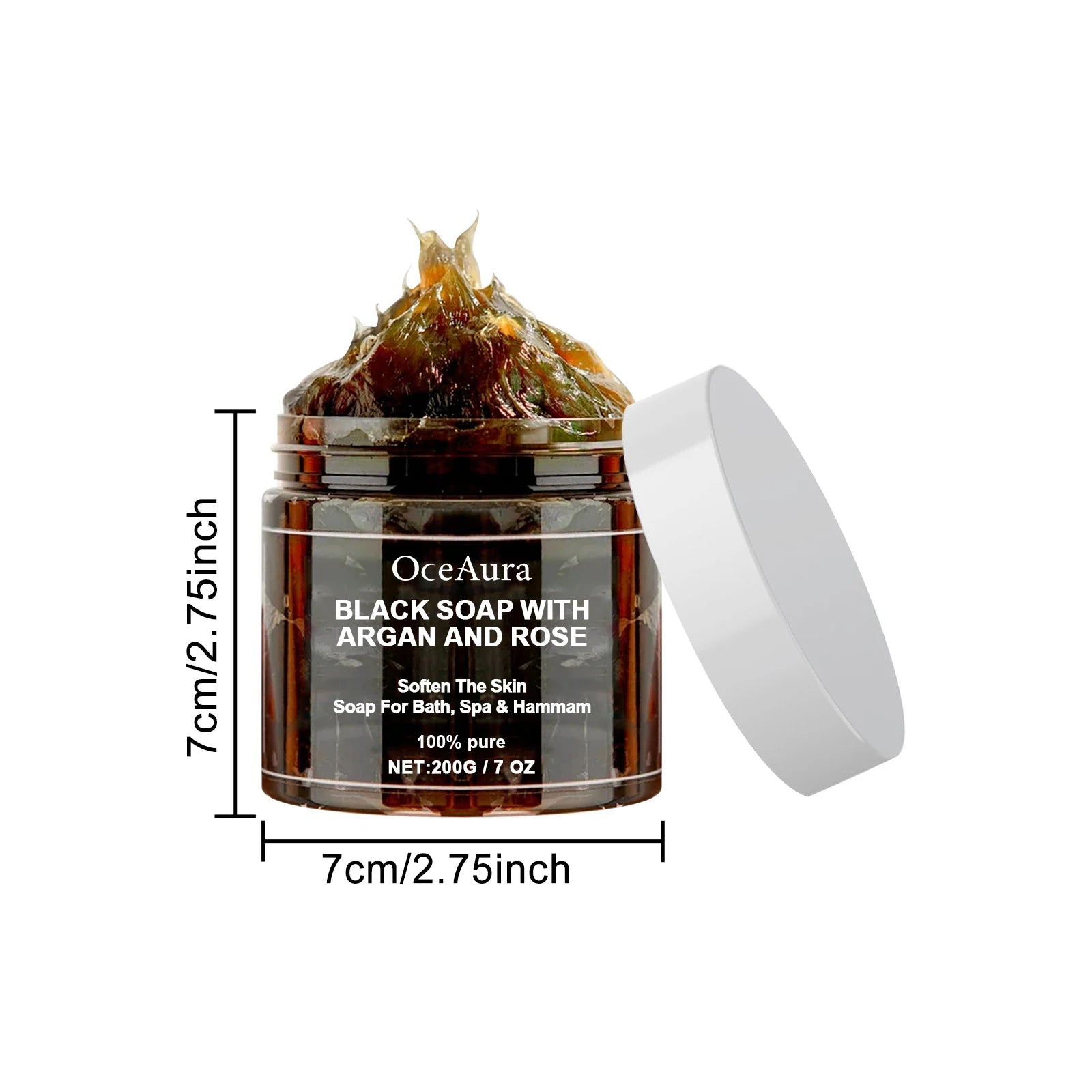 200G Black Soap with Argan and Rose Lack Beldi Soap Ideal for Dead Skin Remover Body Scrub Purifying Deep Cleansing
