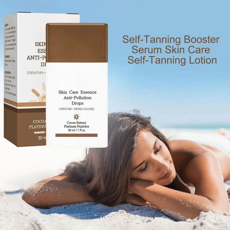 30Ml Self Tanning Essence Natural Glow Skin Color Tanning Essence Bronzer Drops Face Body Tanning Booster Self Tanner Drops