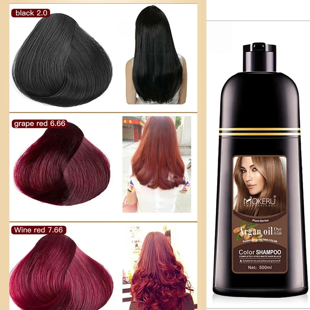Mokeru Organic Natural Fast Color Hair Dye Only 5 Minutes Noni Plant Essence Black Hair Color Shampoo for Cover Gray White Hair