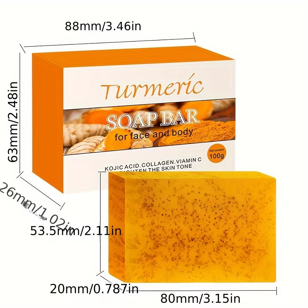 5Pcs Turmeric Soap Lemon Acids Handmade Soap Kojic Acid Soap Natural Skincare Bar for Moisturizing and Exfoliating Body and Face