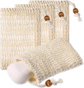 4 Stück Seifensäckchen, Sisal Seifenbeutel, Naturprodukt Beige Seifen Säckchen, Kordelzug Massage Seifensack,Gut Zum Bade, Einfach Für Die Reise