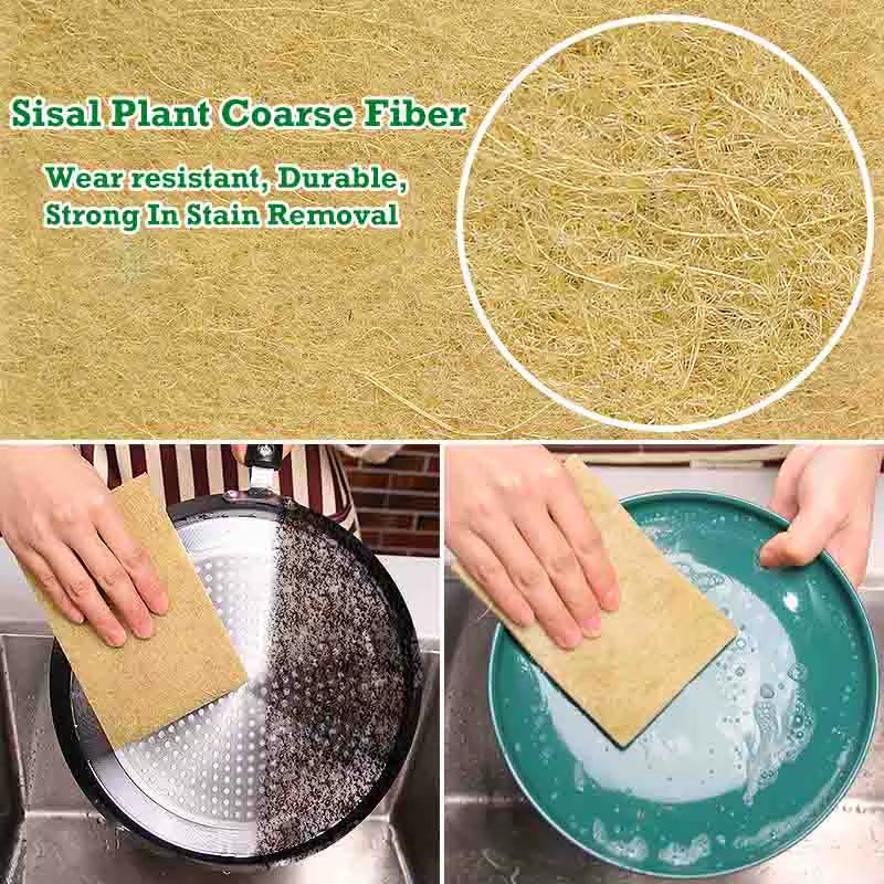 5/10PCS Sisal Kitchen Cleaning Cloth Eco-Friendly Plant Cleaning Sponge for Pot Bowl Dishwashing Cloth Kitchen Accessories