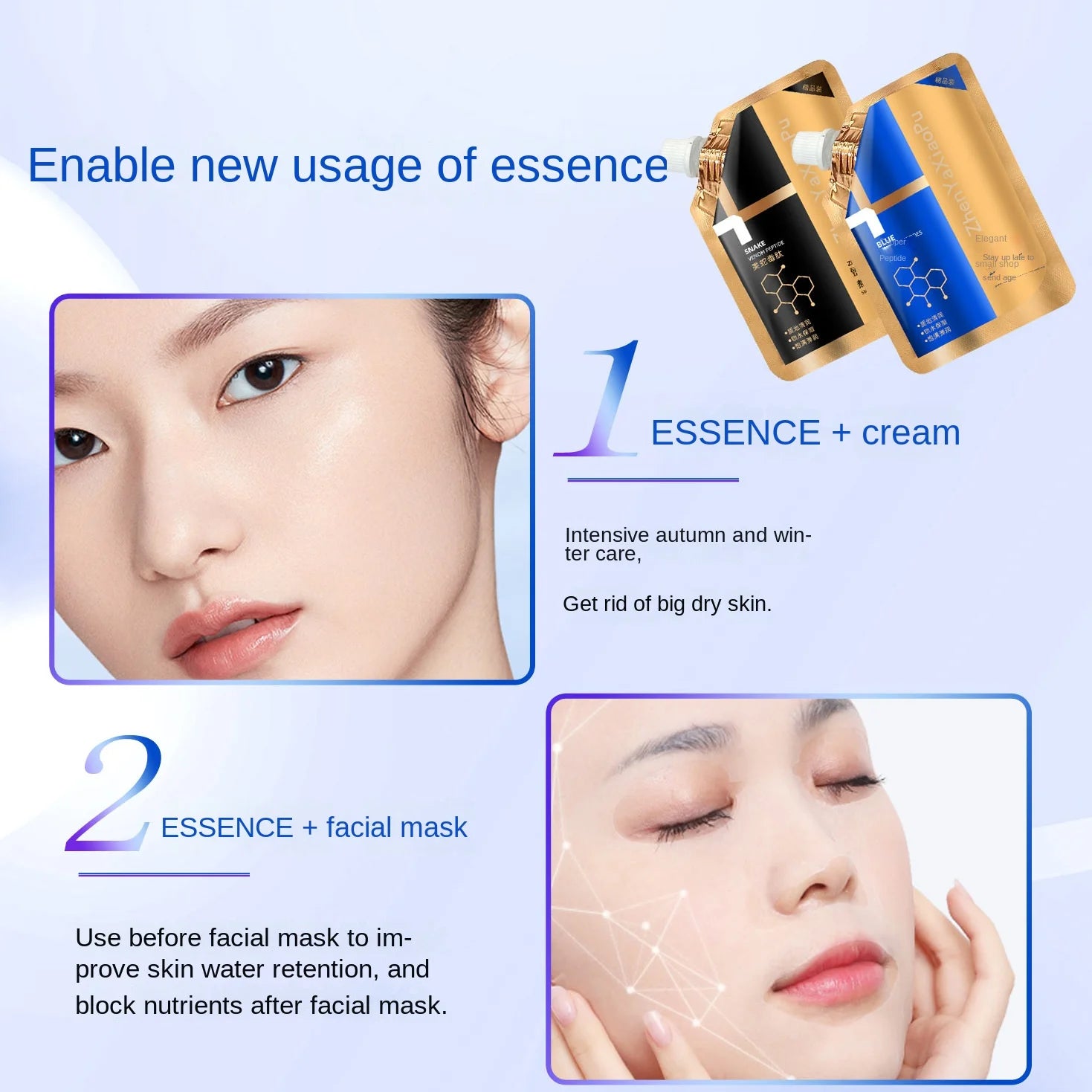 100Ml Blue Copper Peptide Facial Serum anti Wrinkle Fine Lines Snake Venom Peptide Essence