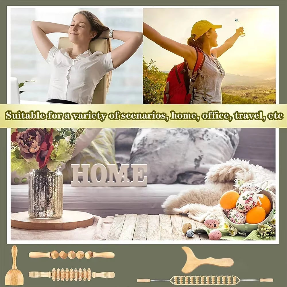 Wood Therapy Massage Tools Wooden Guasha Tool anti Cellulite Massage Roller Tool Handheld Cellulite Massage Wooden Cube Massager