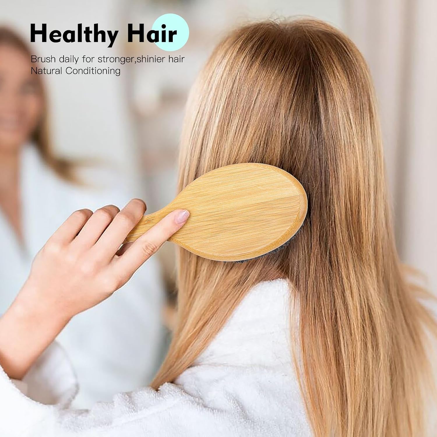 Wildschweinborsten Haarbürste, Haarbürste Für Frauen, Boar Bristle Hair Brush for Women All Hair Type Natural Bamboo