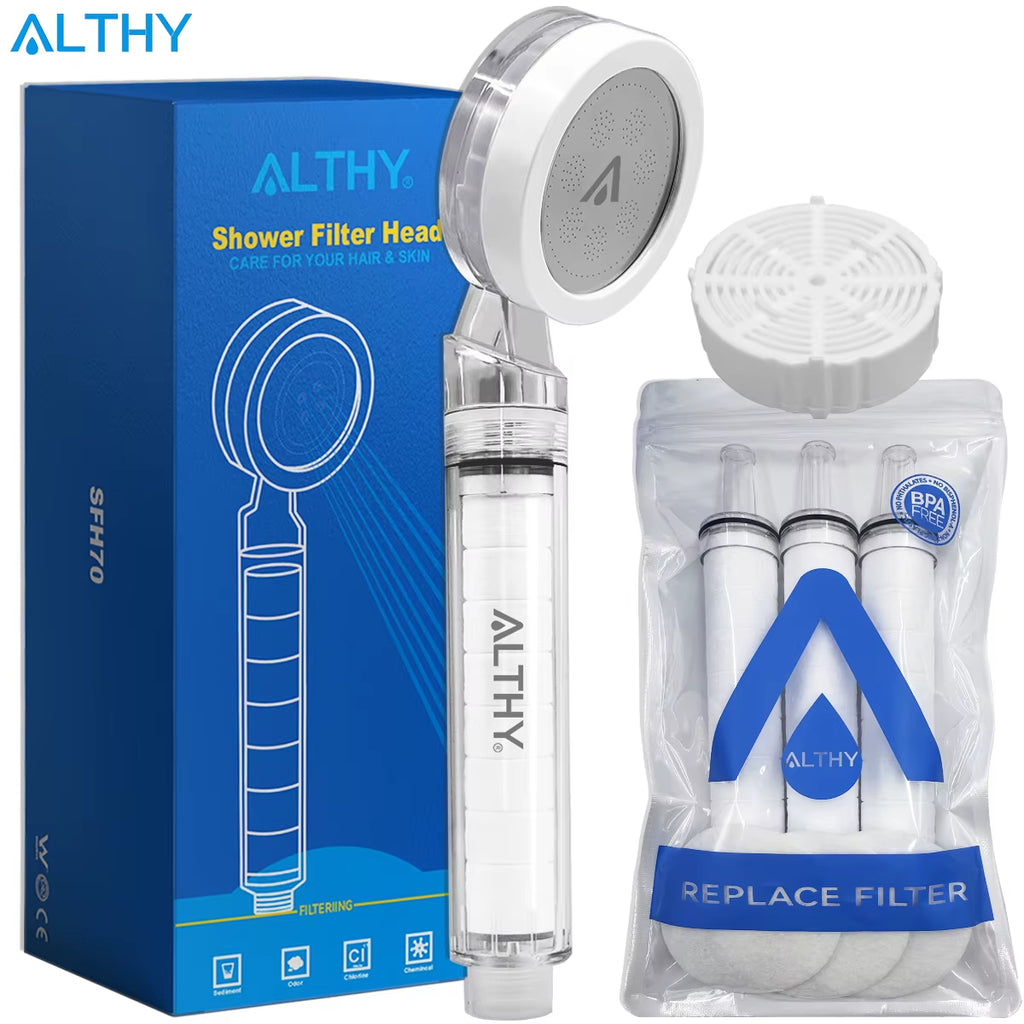High Pressure SPA Handheld Shower Head Water Filter, Reduce Chlorine Heavy Metal, Improves Dry Skin,Hair Dandruff,Eczema