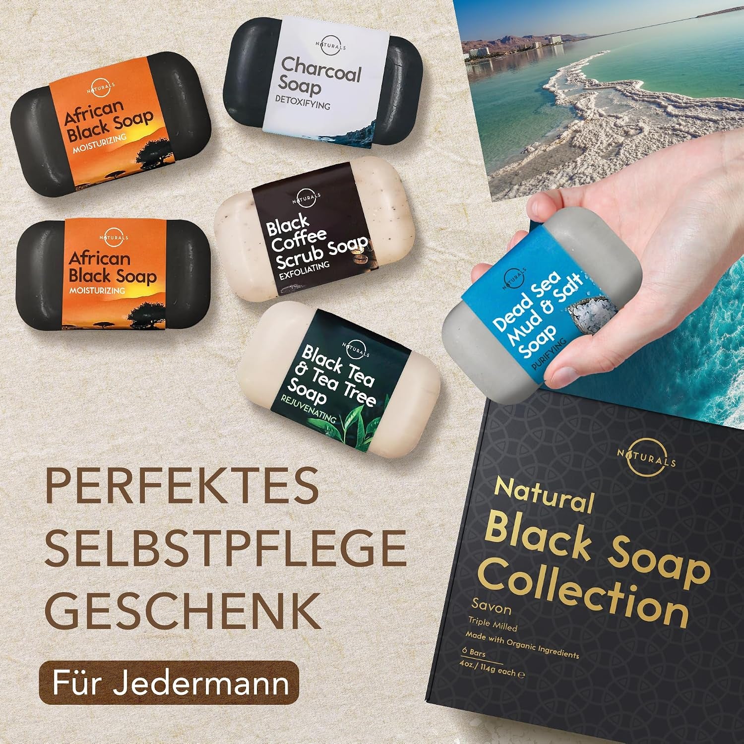 O Naturals 6 Stück Seifen Duschgel Naturkosmetic Stück 100% Bio Und Vegan Feste Dusche- Handseife, Gesichtsseife Und Körperseife- Männer Und Frauen