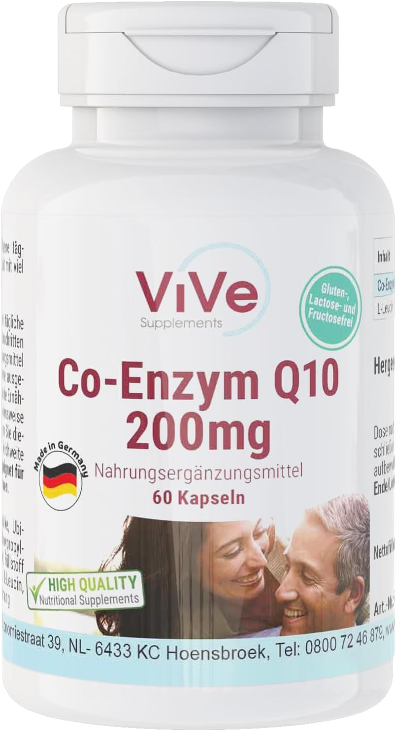 Co-Enzym Q10 200Mg - 60 Kapseln Ubichinon Für 60 Tage - 100% Vegan - Hochdosiert | Qualität Aus Deutschland Von Vive Supplements