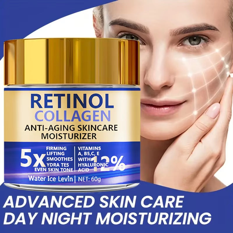 Retinol & Collagen Face Cream 60G, Anti-Aging Firming Moisturizer with Hyaluronic Acid, Fast Delivery