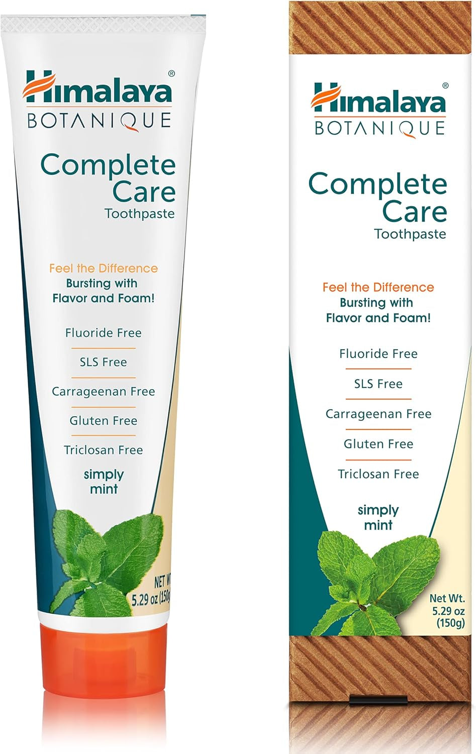 Himalaya Botanique Simply Mint Complete Care Toothpaste Refreshing Mint Flavour | Strong Teeth | Healthy Gums | Fresh Breath - 150G | Fluoridfreie Zahnpasta Für Hellere Zähne & Frischen Atem Mit Neem & Granatapfel, Natürlich, Sls-Frei, Glutenfrei & Vegan