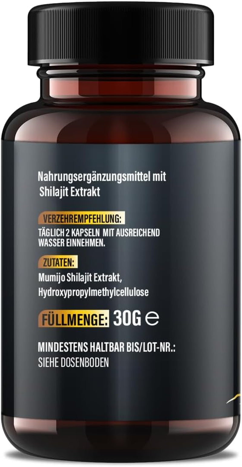 NEU: ® Mumijo Shilajit 1000 Mg, 50% Huminsäure, 12% Fulvinsäure - Original Kapseln Extra Hochdosiert Das Schwarze Gold Himalayas, Reich an Mineralien