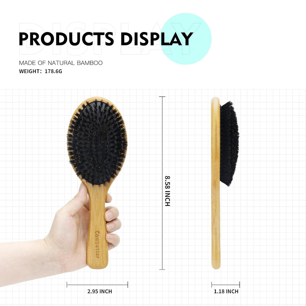Wildschweinborsten Haarbürste, Haarbürste Für Frauen, Boar Bristle Hair Brush for Women All Hair Type Natural Bamboo