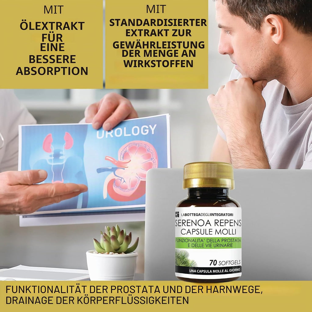 SERENOA REPENS 70 Weichkapseln | Mit 320 Mg Auf 90% Standardisiertem Öl | Weichkapseln Für Prostata Und Harnwege | 1 Weichkapsel Täglich