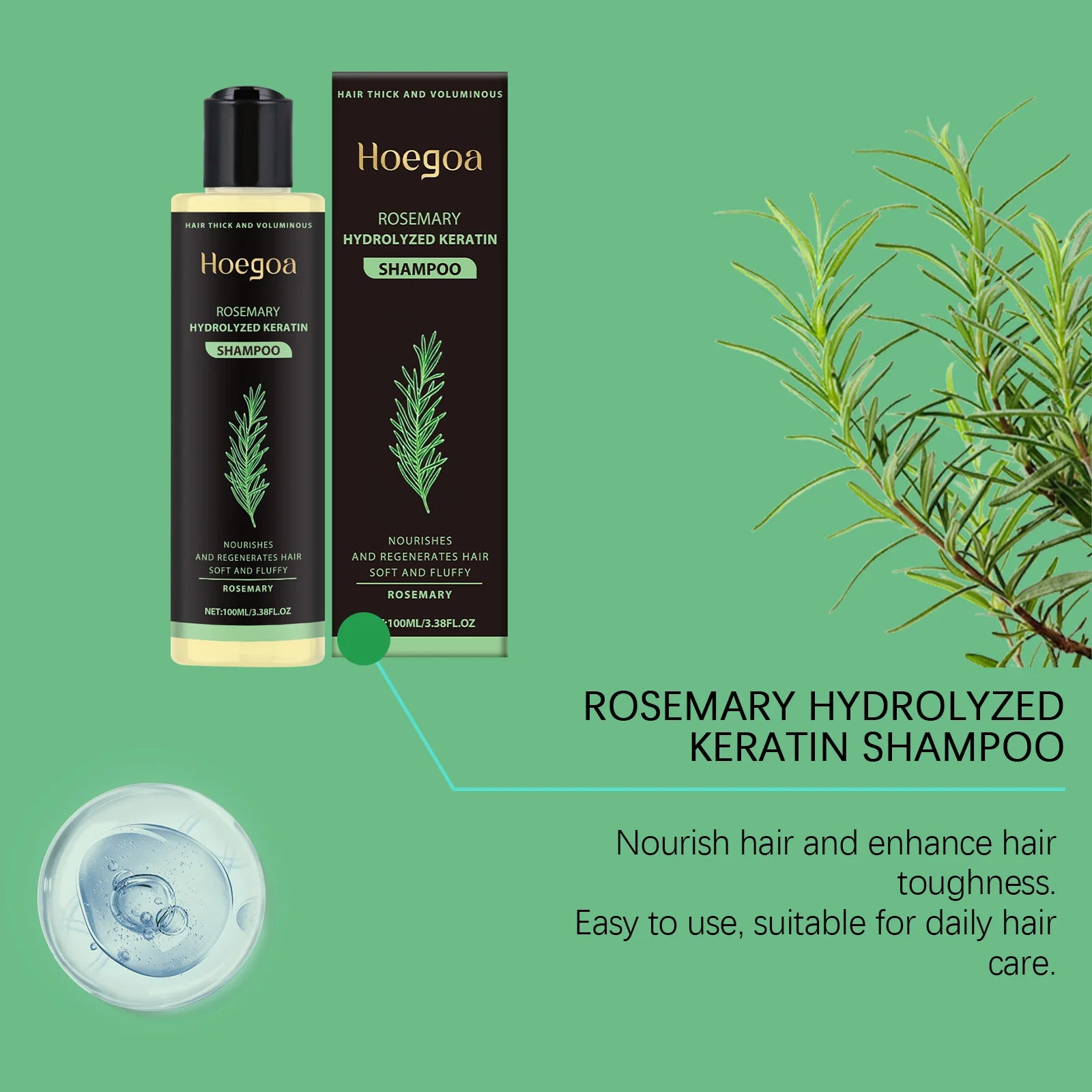Rosemary Mint Shampoo for Hair Thickness Natural Herbal Volumizing Shampoo for Oily Scalp Strengthening & Repairing Hair Care