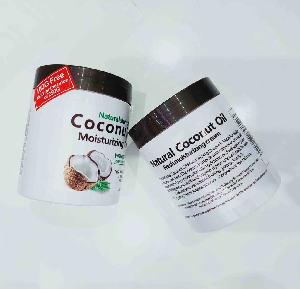 Natural Organic Cold Pressed Coconut Oil - 300g (10.58 fl oz) Moisturizing Cream for Repairing Dry Skin and Hair, Ideal for Body Massage