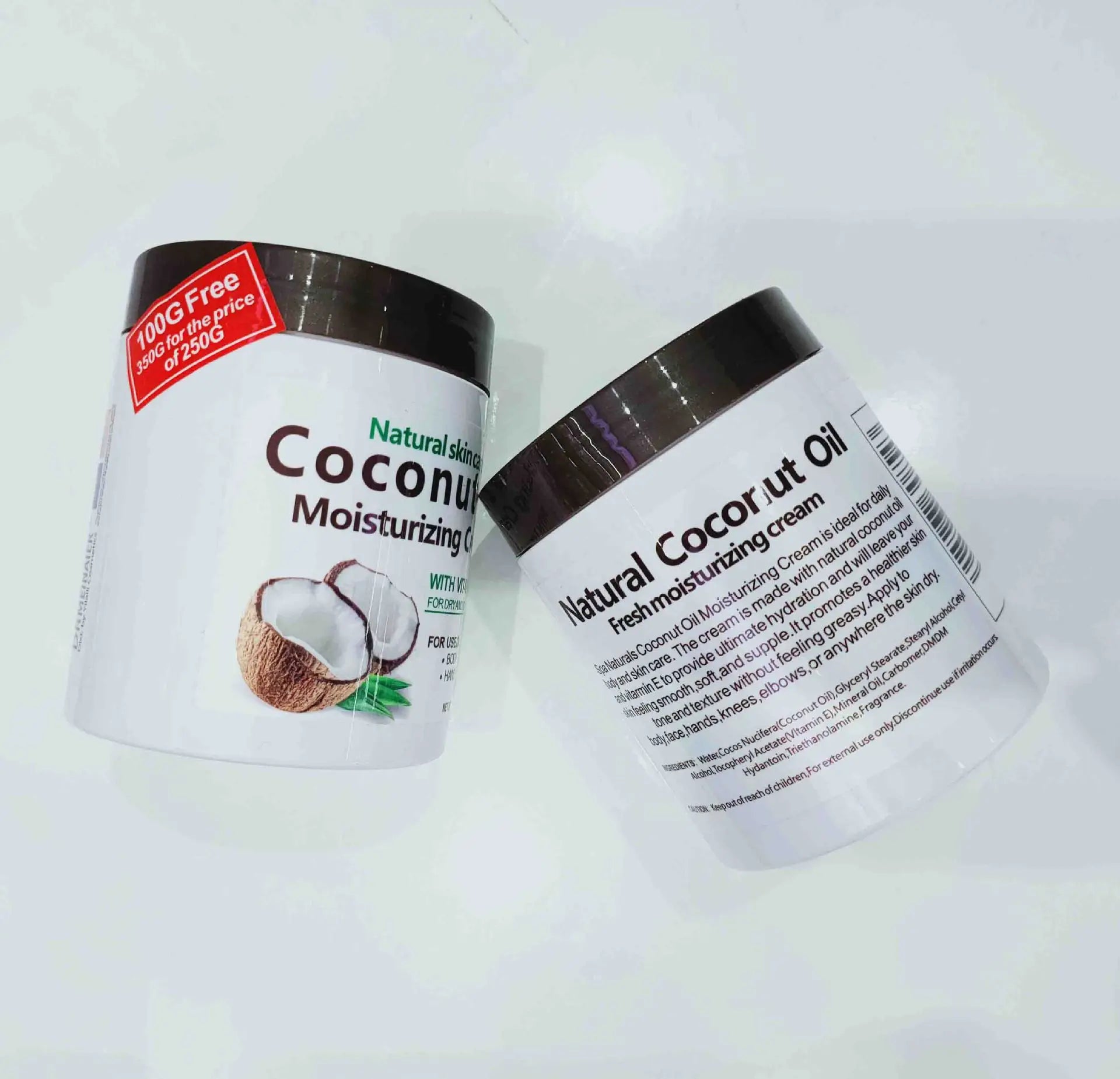 Natural Organic Cold Pressed Coconut Oil - 300g (10.58 fl oz) Moisturizing Cream for Repairing Dry Skin and Hair, Ideal for Body Massage