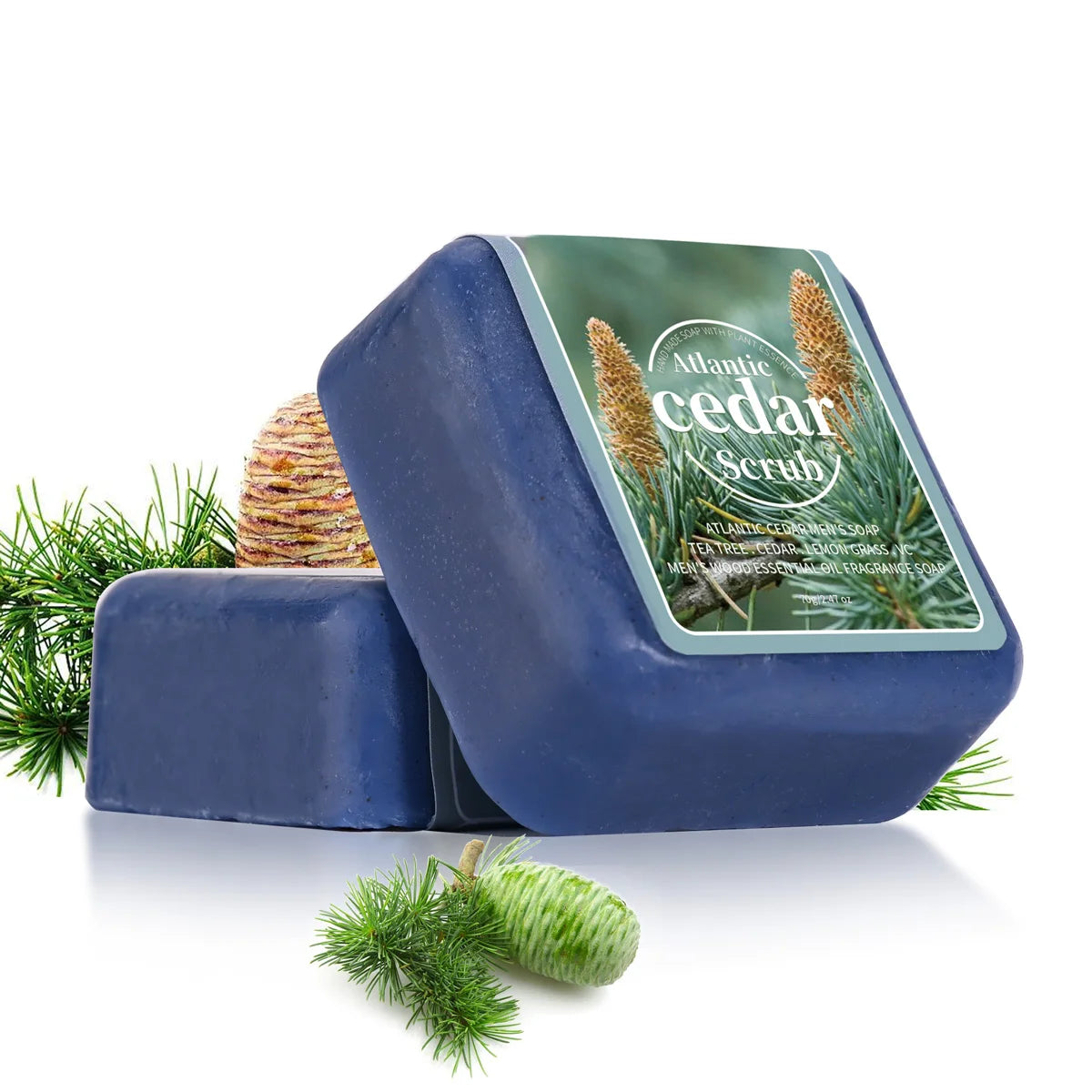Men'S Cedar Essential Oil Soap Travel Portable Hotel Soap Deep Cleansing Wood Fragrance Handmade Soap, Face Wash and Bath Soap