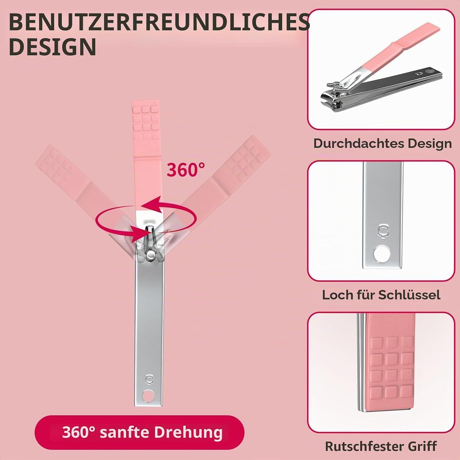 Maniküre-Set 18 in 1 Professionelles Pediküre-Set Nagelschere Grooming Kit Mit Leder Kulturbeutel in Pink