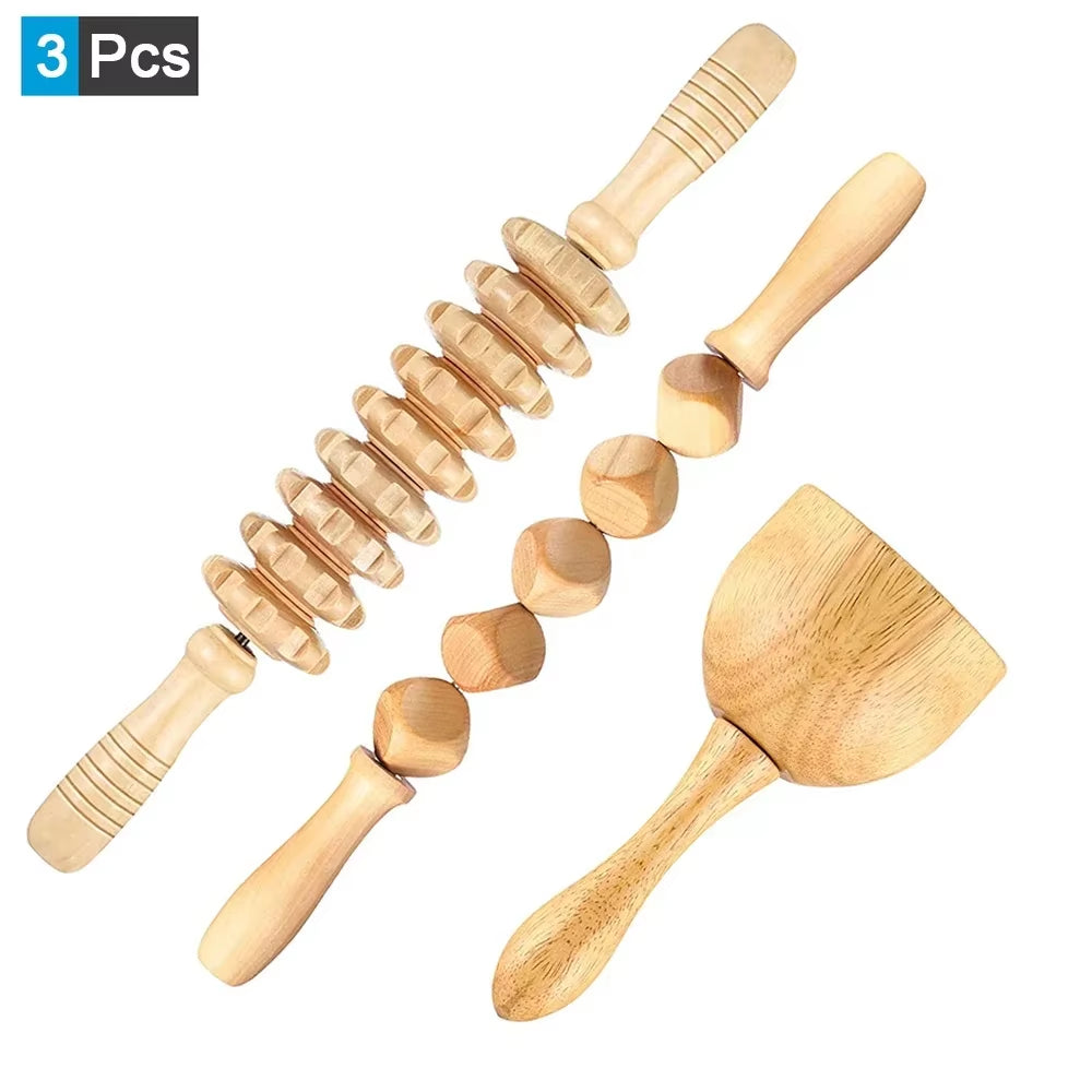 Wood Therapy Massage Tools Wooden Guasha Tool anti Cellulite Massage Roller Tool Handheld Cellulite Massage Wooden Cube Massager