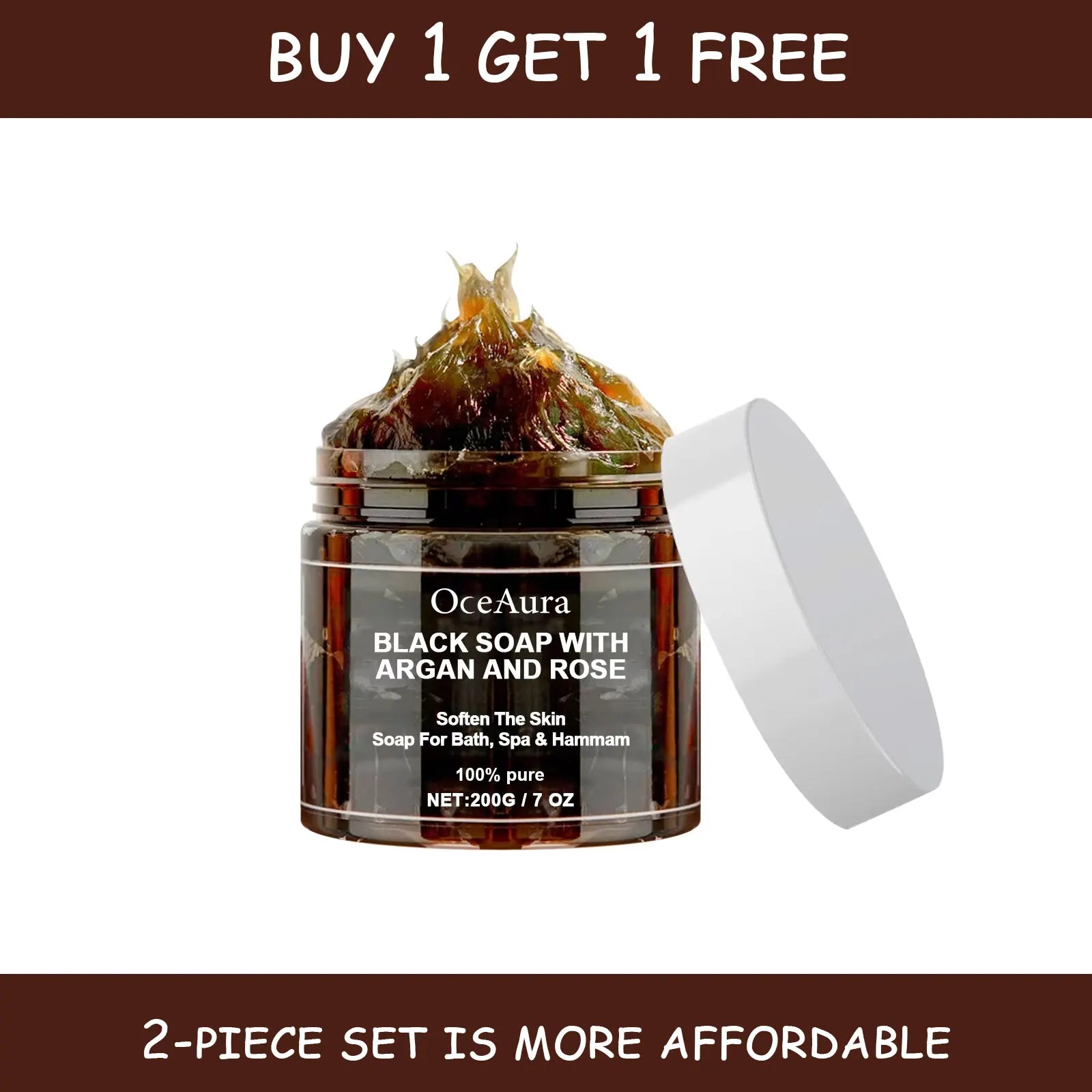 200G Black Soap with Argan and Rose Lack Beldi Soap Ideal for Dead Skin Remover Body Scrub Purifying Deep Cleansing