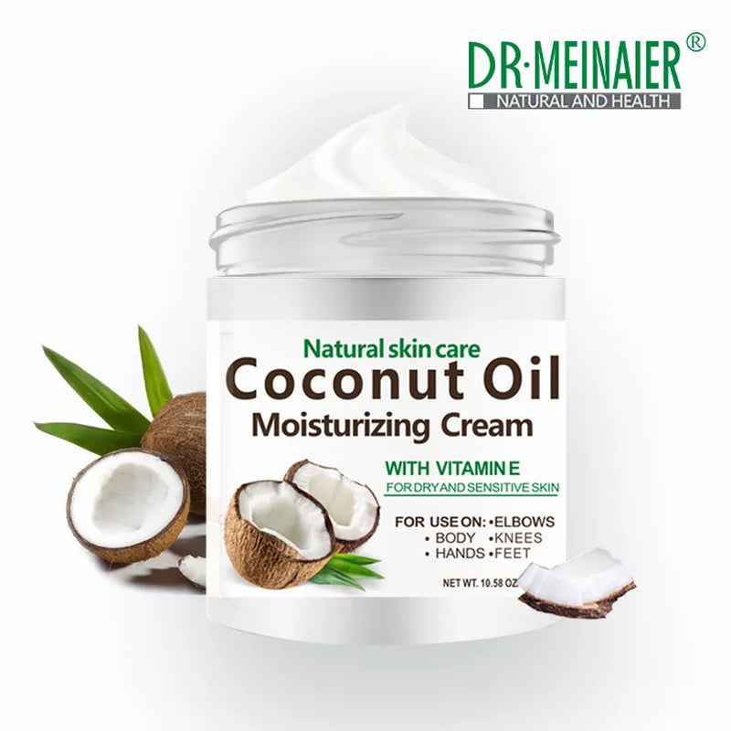 Natural Organic Cold Pressed Coconut Oil - 300g (10.58 fl oz) Moisturizing Cream for Repairing Dry Skin and Hair, Ideal for Body Massage