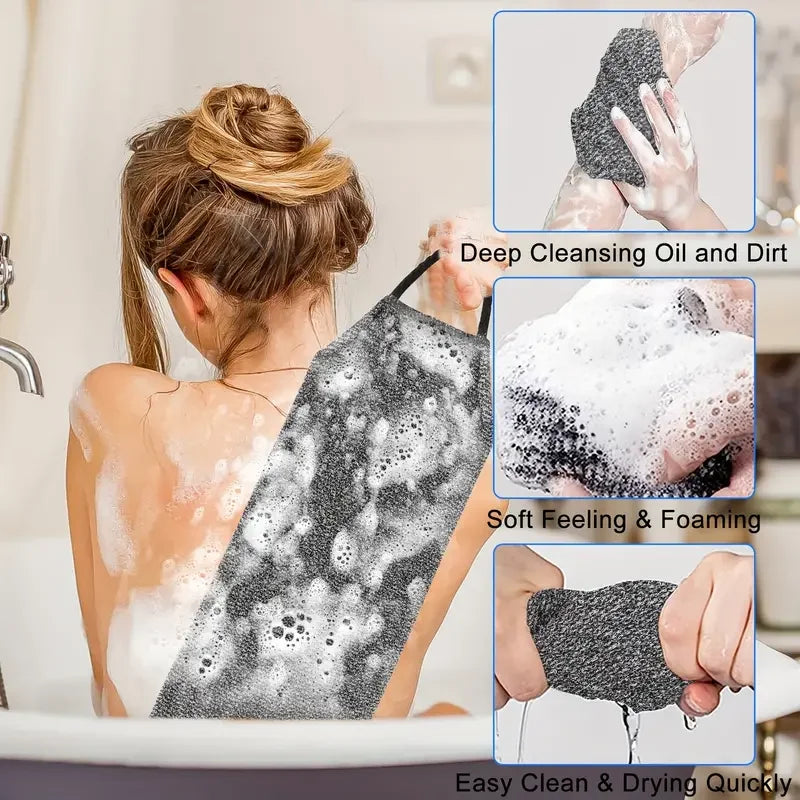 2Pcs African Net Bath Body Exfoliating Long Net Double-Sided Shower Body Scrub Back Scrubber Skin Smoother Beauty Skin Bath Wash