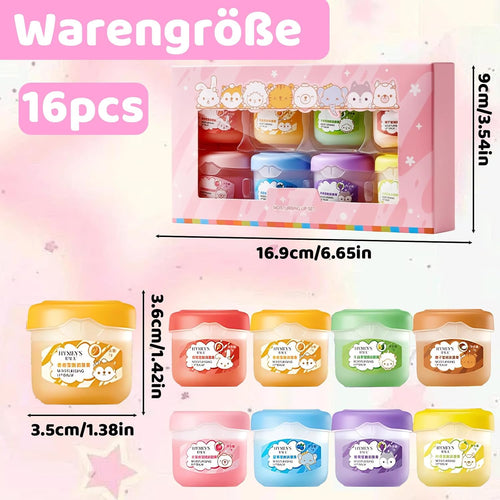 16 Stück Sommer Lippenpflege Set – Feuchtigkeitsspendende Lippenmaske und Lipgloss für strahlende Lippen, ideal für Mädchen und tägliche Pflege