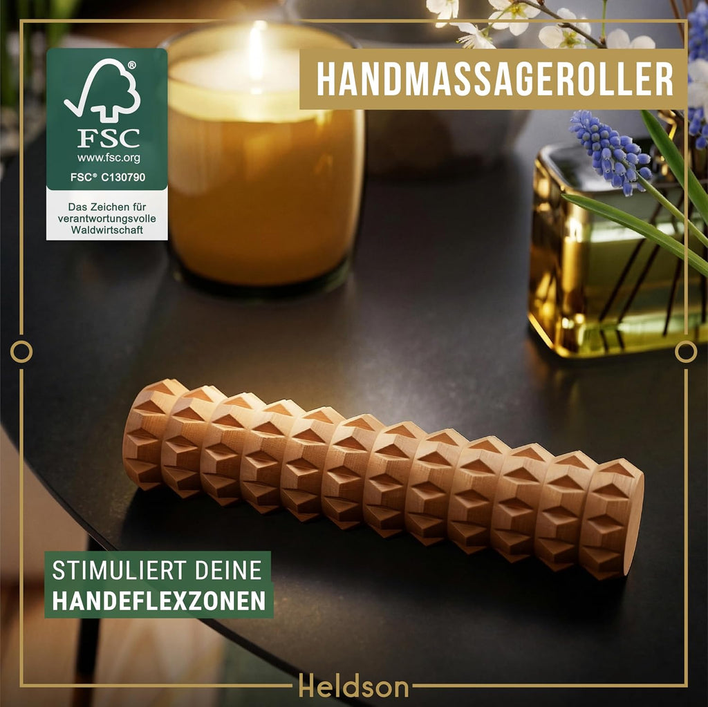 HELDSON Massage Set Holz 6-Teilig – Massageset Für Fuß, Kopf & Rücken | Dermatest "Sehr Gut", FSC 100% Holz, Fußmassage Roller, Kopfmassage & Triggerpunkt, Wellness Geschenk Für Pärchen