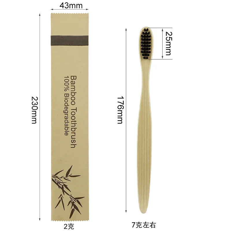 15/30 Reusable Portable Bamboo Toothbrushes in Eco-Friendly Paper Bags Biodegradable for Travel and Home Use