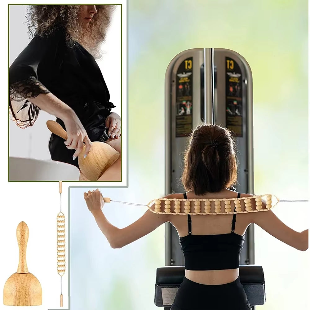 Wood Therapy Massage Tools Wooden Guasha Tool anti Cellulite Massage Roller Tool Handheld Cellulite Massage Wooden Cube Massager