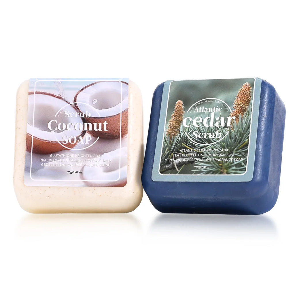 Men'S Cedar Essential Oil Soap Travel Portable Hotel Soap Deep Cleansing Wood Fragrance Handmade Soap, Face Wash and Bath Soap