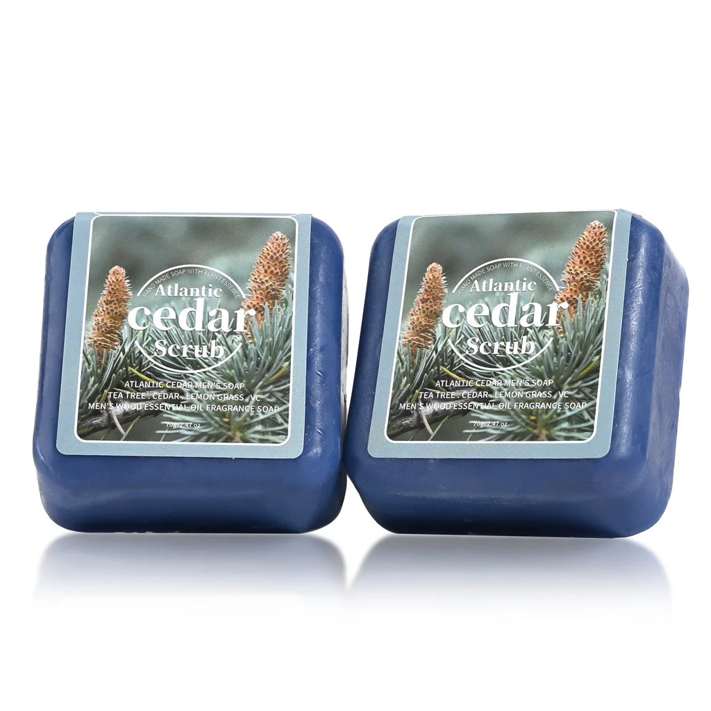 Men'S Cedar Essential Oil Soap Travel Portable Hotel Soap Deep Cleansing Wood Fragrance Handmade Soap, Face Wash and Bath Soap