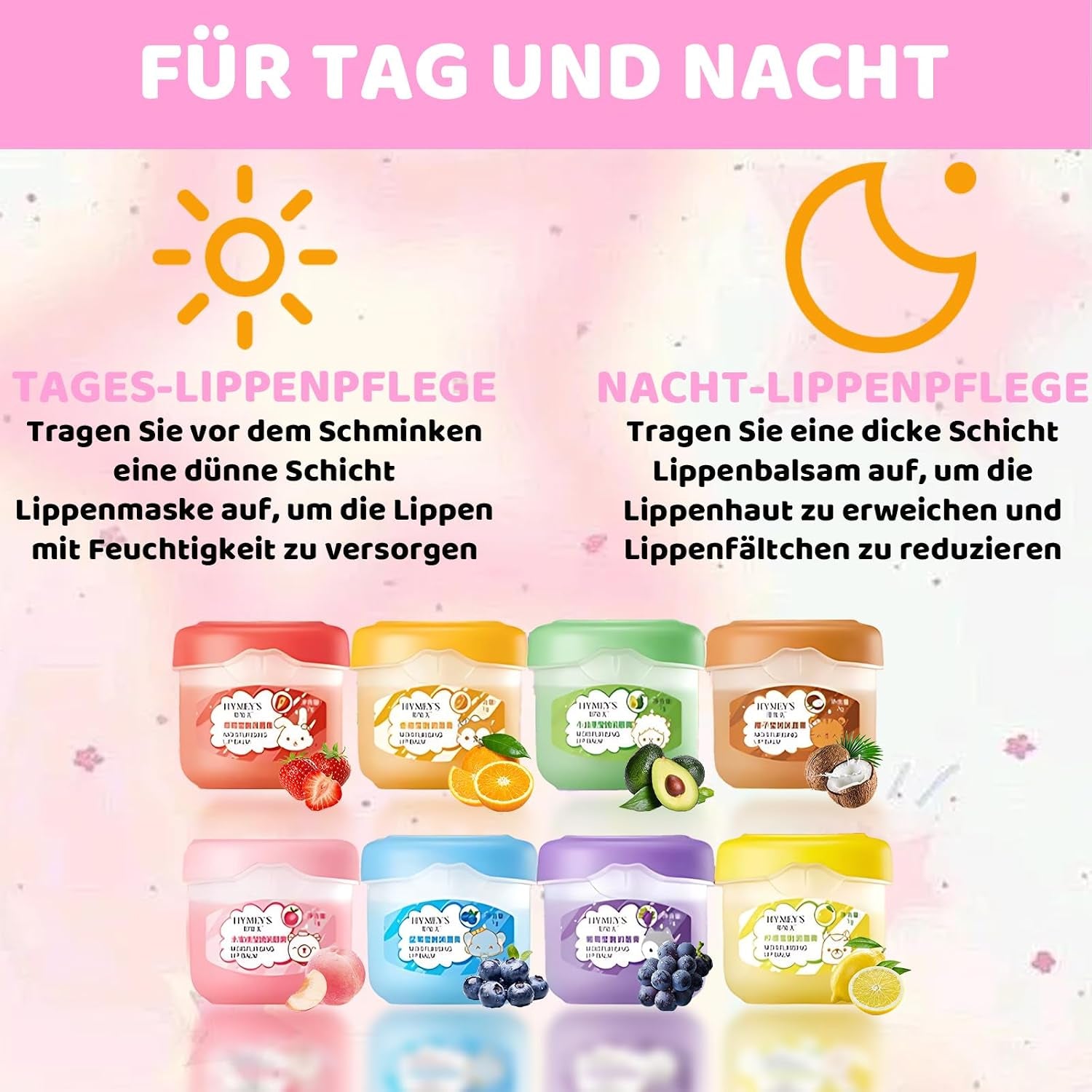 16 Stück Sommer Lippenpflege Set – Feuchtigkeitsspendende Lippenmaske und Lipgloss für strahlende Lippen, ideal für Mädchen und tägliche Pflege