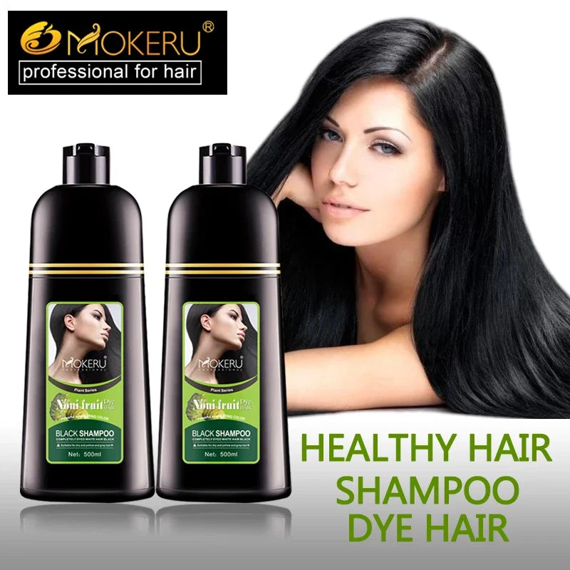 Mokeru Organic Natural Fast Color Hair Dye Only 5 Minutes Noni Plant Essence Black Hair Color Shampoo for Cover Gray White Hair