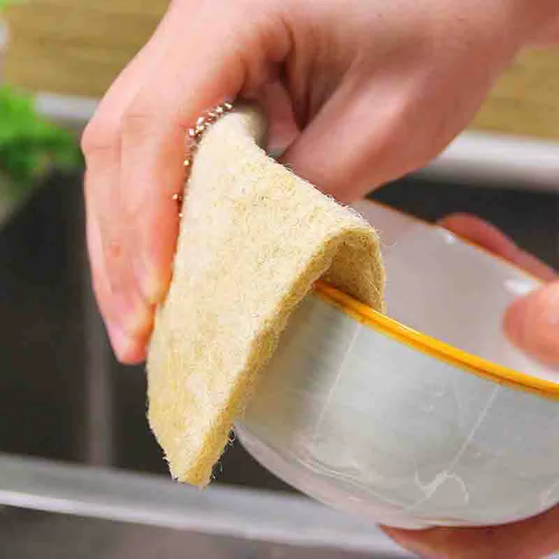 5/10PCS Sisal Kitchen Cleaning Cloth Eco-Friendly Plant Cleaning Sponge for Pot Bowl Dishwashing Cloth Kitchen Accessories