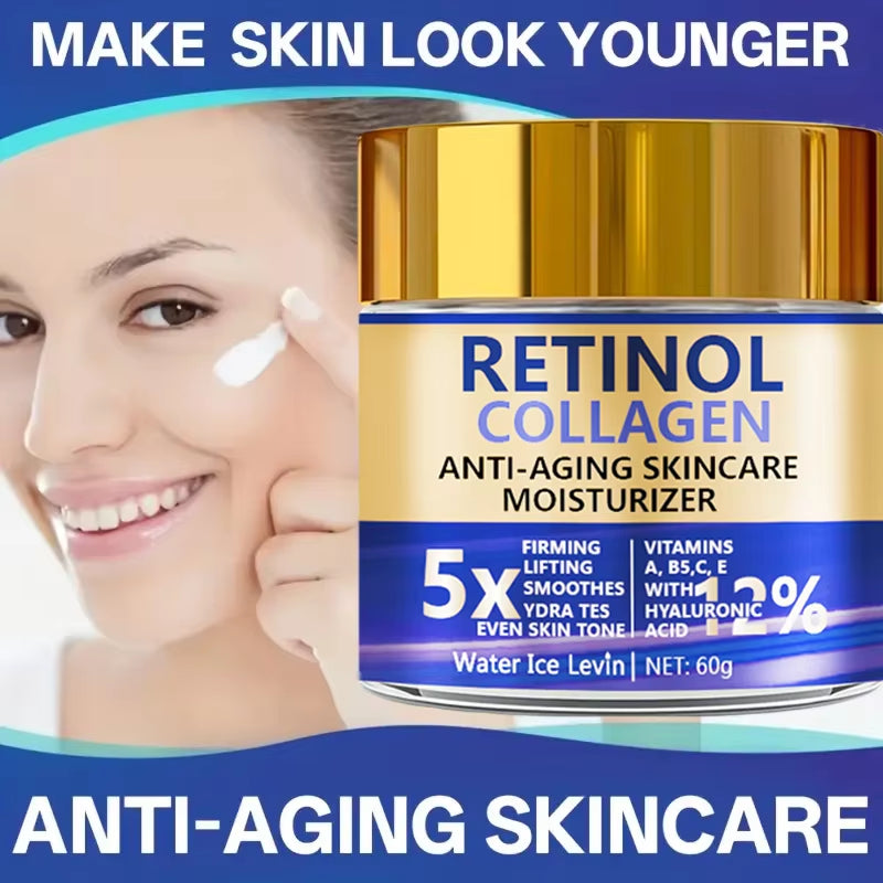 Retinol & Collagen Face Cream 60G, Anti-Aging Firming Moisturizer with Hyaluronic Acid, Fast Delivery
