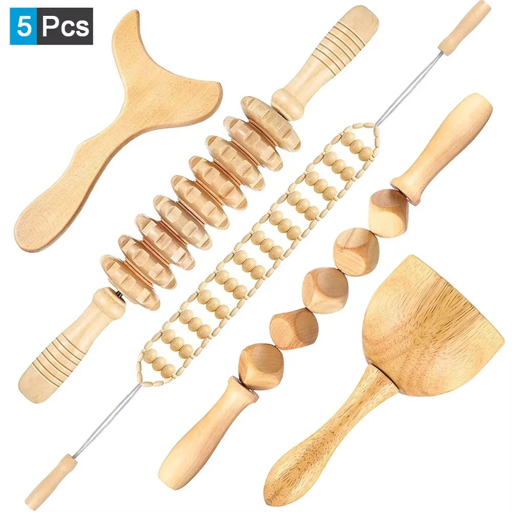 Wood Therapy Massage Tools Wooden Guasha Tool anti Cellulite Massage Roller Tool Handheld Cellulite Massage Wooden Cube Massager