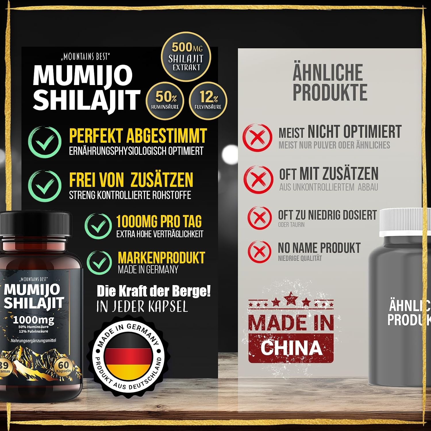 NEU: ® Mumijo Shilajit 1000 Mg, 50% Huminsäure, 12% Fulvinsäure - Original Kapseln Extra Hochdosiert Das Schwarze Gold Himalayas, Reich an Mineralien