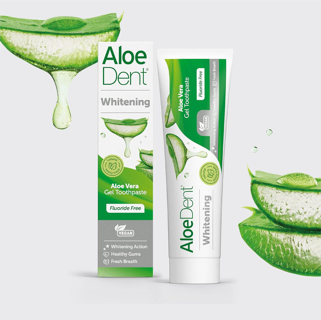 Aloedent Aloe Vera Whitening Zahnpasta Ohne Fluorid - Natürliche Pfefferminze, Sls-Frei, Natürlich Weiße Zähne & Gesundes Zahnfleisch, Vegan, 100Ml