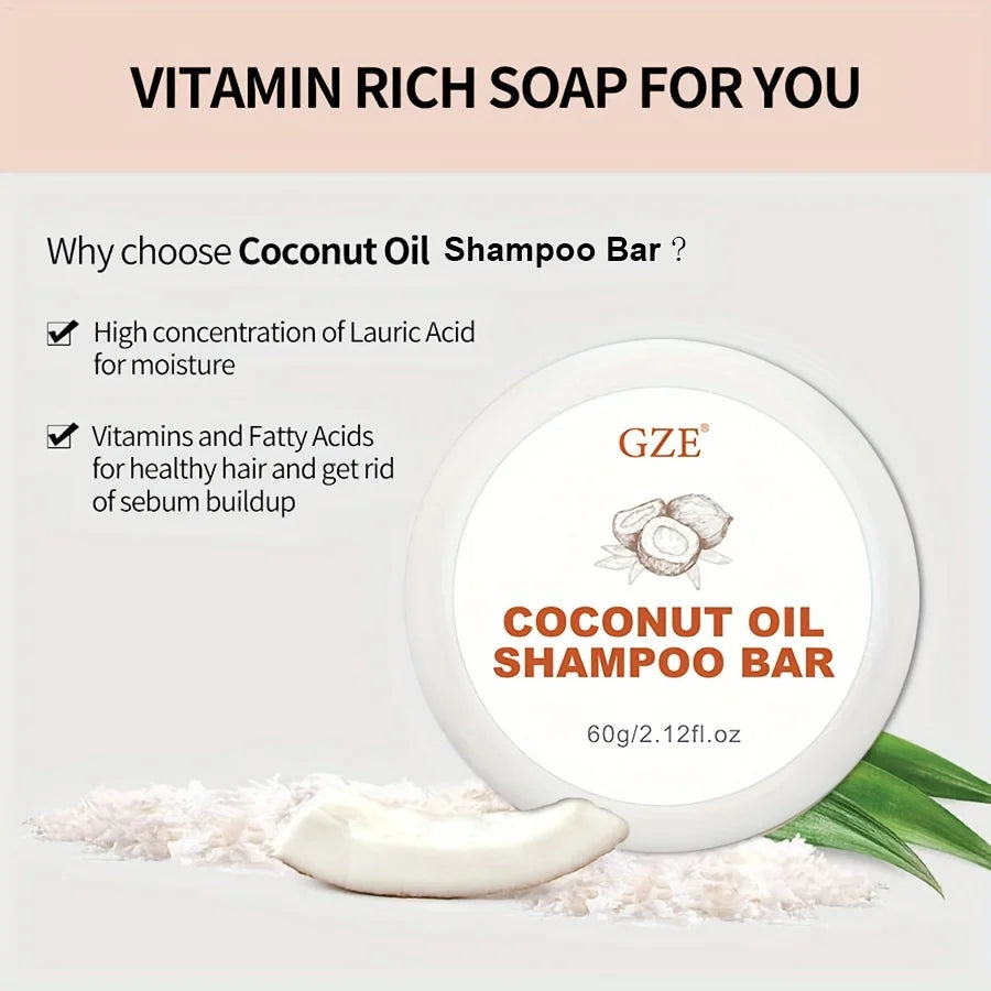 Coconut Oil Shampoo Bar, Moisturizing Bar Shampoo for Dry Hair